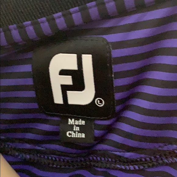 FootJoy Mens Purple Stripe Performance Polo SZ.L - Picture 4 of 5